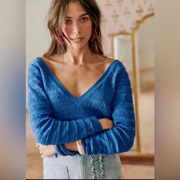 Sezane Gretha Jumper Azure Blue Size Large - Picture 3 of 10